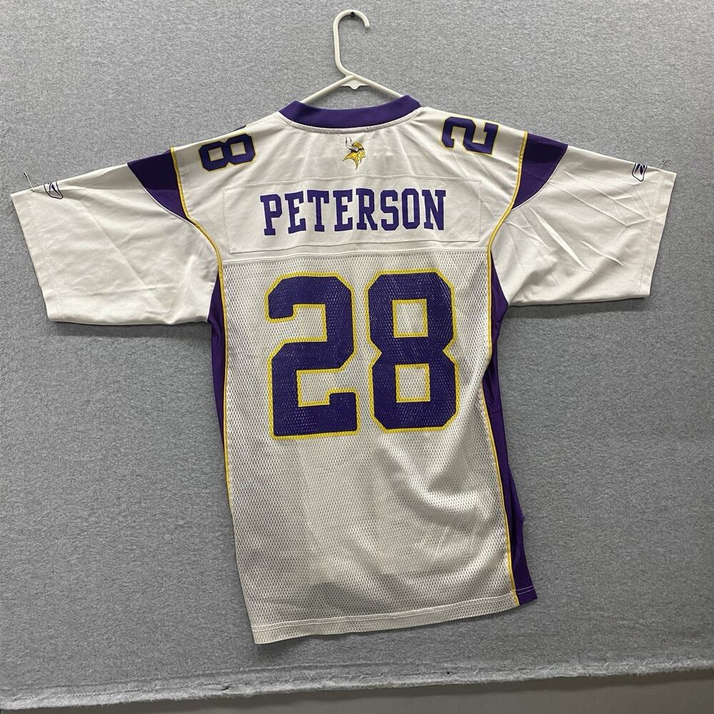 Men’s Reebok Minnesota Vikings Adrian Peterson #28 Jersey White Size Medium Y2K